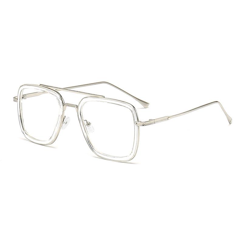 Trendy Unisex Double Beam Metal Square Frame Sunglasses for European American Fashion