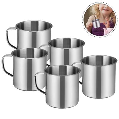 5 Piezas Taza de Acero Inoxidable Taza de Aluminio Contenedor para Beber Agua Té Café Cocina Comedor Bar Viaje Niños Estudiante Ligero