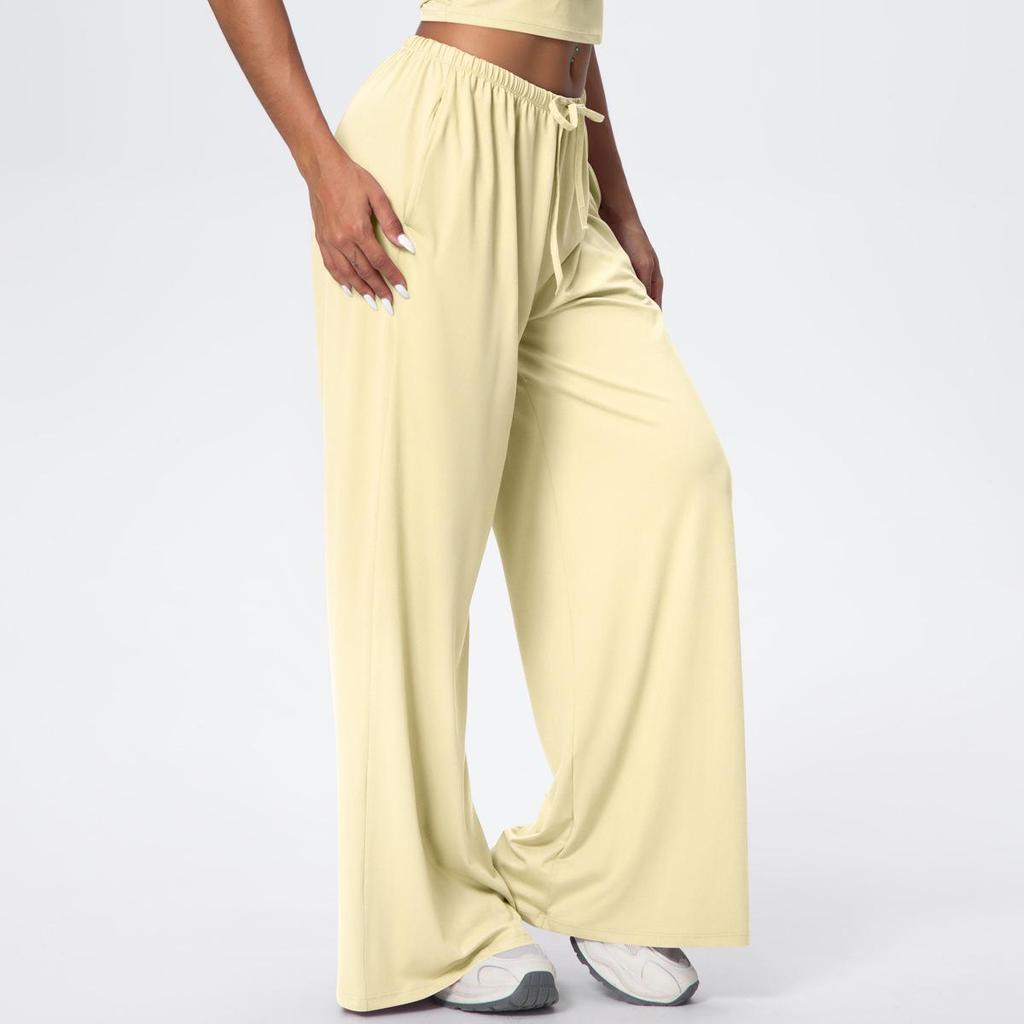Breathable Wide-Leg Loose Casual Yoga Pants with Elastic Drawstring for Women