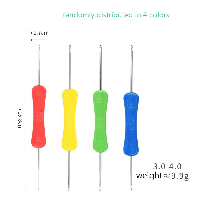 

10 шт. ткацкие инструменты для самостоятельного вязания крючком спицы с пластиковой ручкой свитер иглы с двойной головкой крючком 3.0-4.0