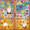 Thanksgiving Autumn Decoration Window Stickers,Self-adhesive Decorations Glass Window Pictures Autumn Leaves and Dwarves Sticker