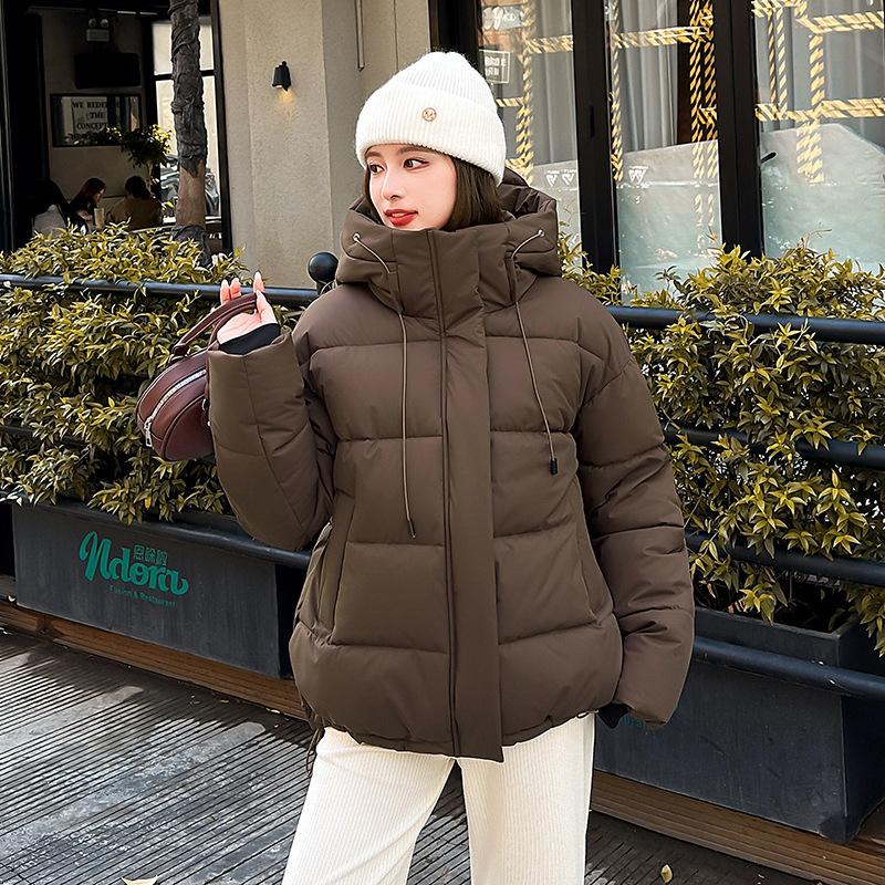 

Осень-зима, утепленная теплая парка, женская повседневная милая однотонная Свободная куртка с капюшоном и большим карманом, верхняя одежда XXL шоколадный