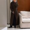 Womens Double-Faced Wool Alpaca Blend Long Coat With Oversized Notched Collar Slim Fit Winter Outerwear