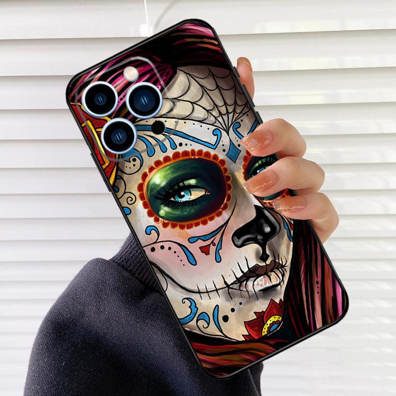 Catrina Beautiful Rose Girl Skull Phone Case For iPhone 17 16 15 14 11 12 13 Pro Max Mini 15 16 Plus 16e 17Air Cover Fundas
