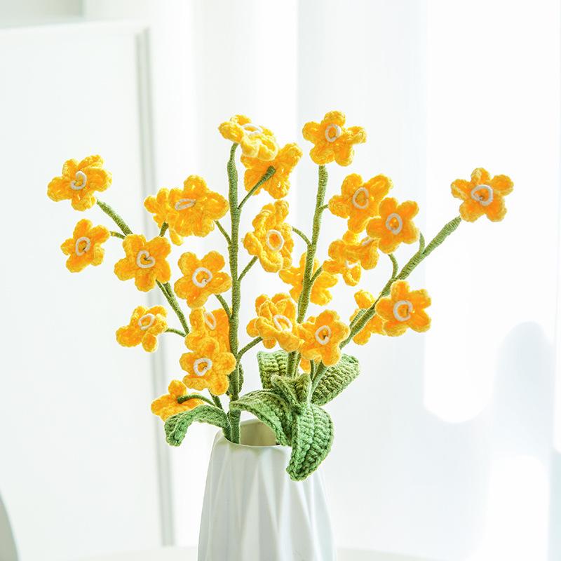 Handmade Woven Yarn Knitted Faux Flower Bouquet