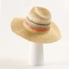 Spring Summer Fashion Striped Fedora for Women, Elegant Foldable Straw Sun Hat, Beach Vacation Accessory