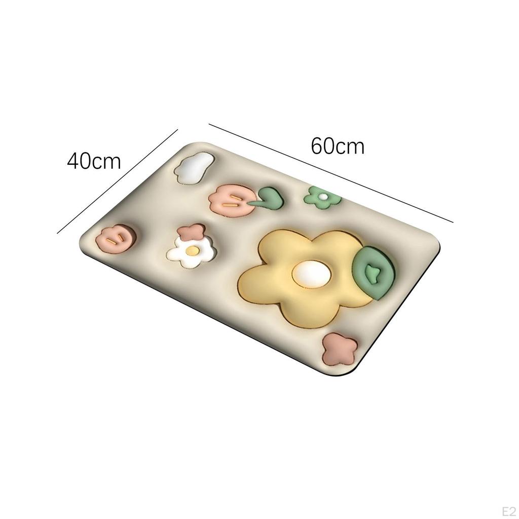 3D Banyo Paspası. Banyo Halısı. Çiçekli Tatlı Yumuşak Yıkanabilir Dekoratif Emici Çok Amaçlı