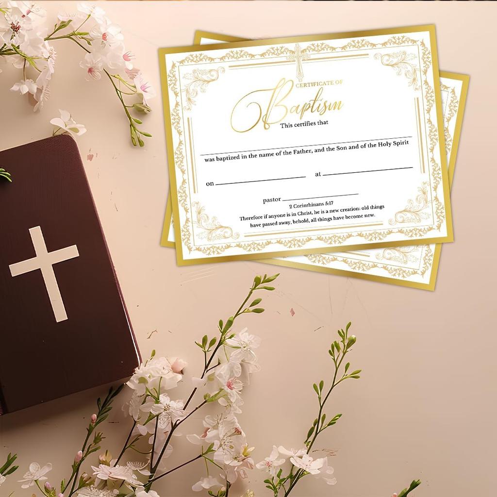 25 PCS Baptism Certificates for Church, Baby Dedication Certificate Paper, Baby Dedication Christening Gifts for Girls Boys,Baptismal Certificates