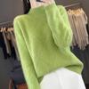 Thick Loose Sweater Women Half Turtleneck Knitted Sweater for Women Solid-color Casual and Warm Pullover