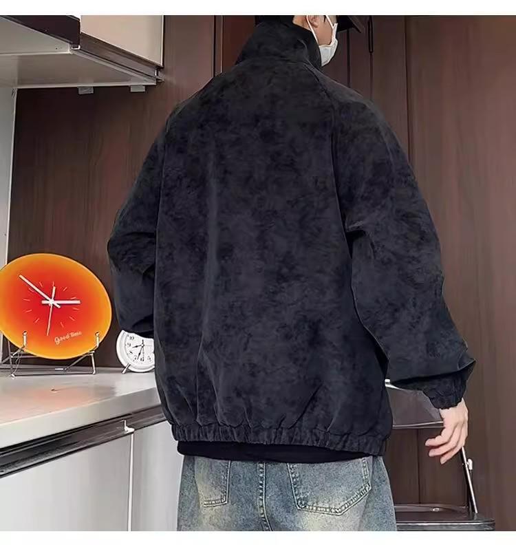 Men's Retro Tie-Dye Stand Collar Jacket - Winter Casual Loose Outerwear