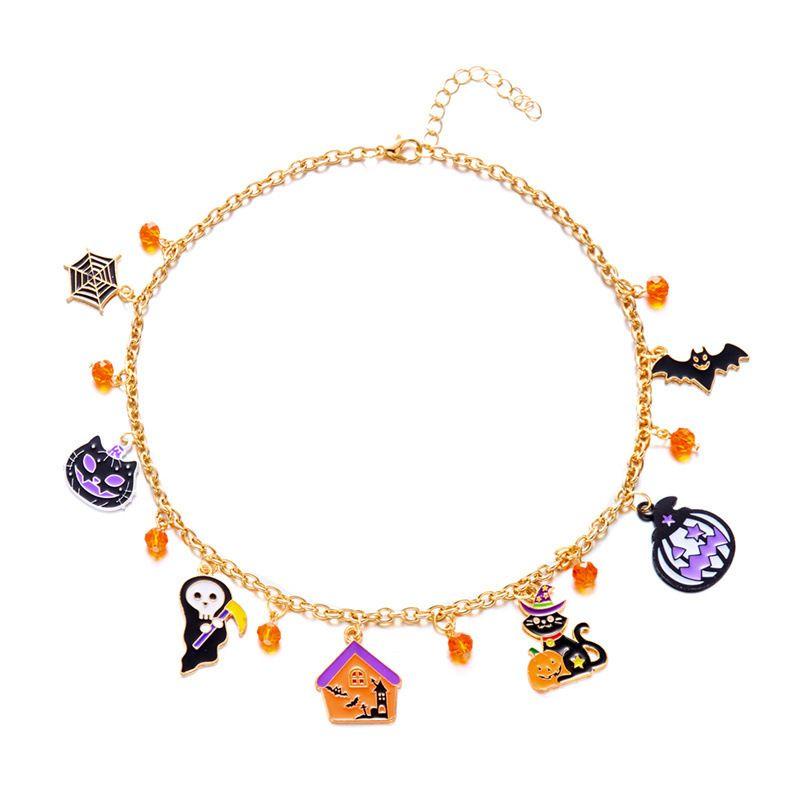 

Cross-border European and American Popular Halloween Necklace cat Pumpkin Atmosphere Funny Cartoon Pendant Festival