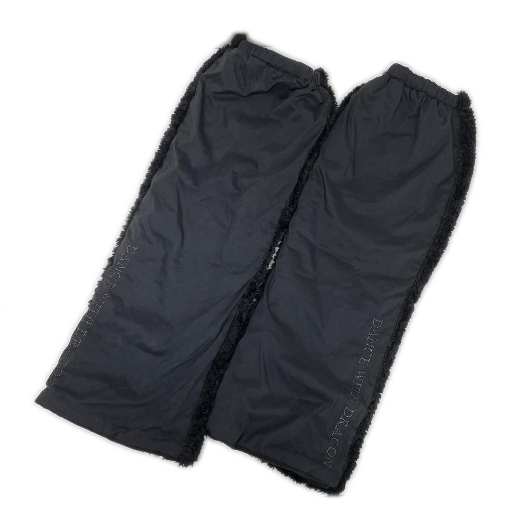 Used Women's DANCE WITH DRAGON Leg Warmers Black Simple Logo Embroidery Boa