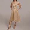 Women's Satin Dress with an Elegant V-Neck, Suitable for Weddings and Parties