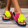 Fashion 2025 New Open Toe Women's Slippers Double Flower Flip Flops Summer Fashion Platform Sandals Plus Size Non-Slip Light Beach Wedge