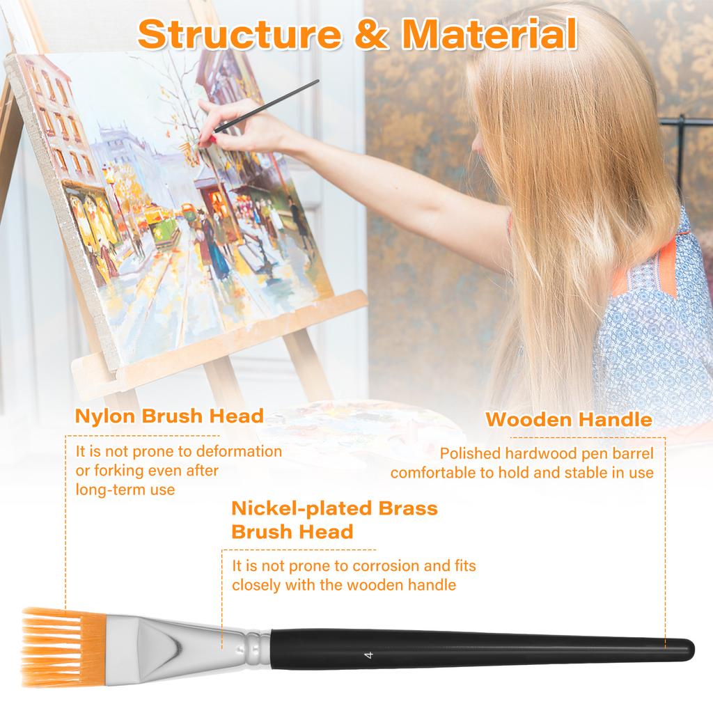 4 Pcs Artist Paint Brush Nylon Bristles Paint Brush Set Professional Flat Comb Painting Brushes Set for Watercolour Beginners