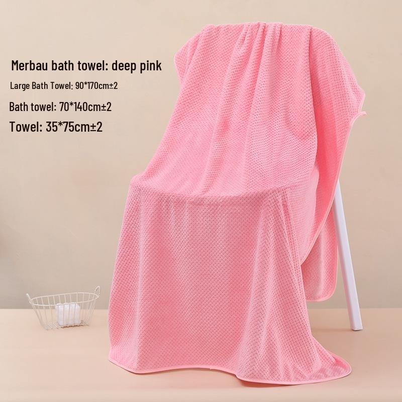 Coral Fleece Quick-Dry Large Bath Towel: Absorbent, Thickened Pineapple Grid Design for Beach, Swimming, or Beauty Salon.