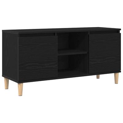 TV Cabinet Black Oak Look 102 X 35 X 50 Cm Engineered Wood