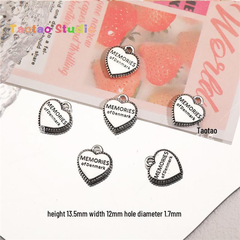 Love Heart Pendant Charm Alloy Jewelry for DIY Bracelets & Necklaces