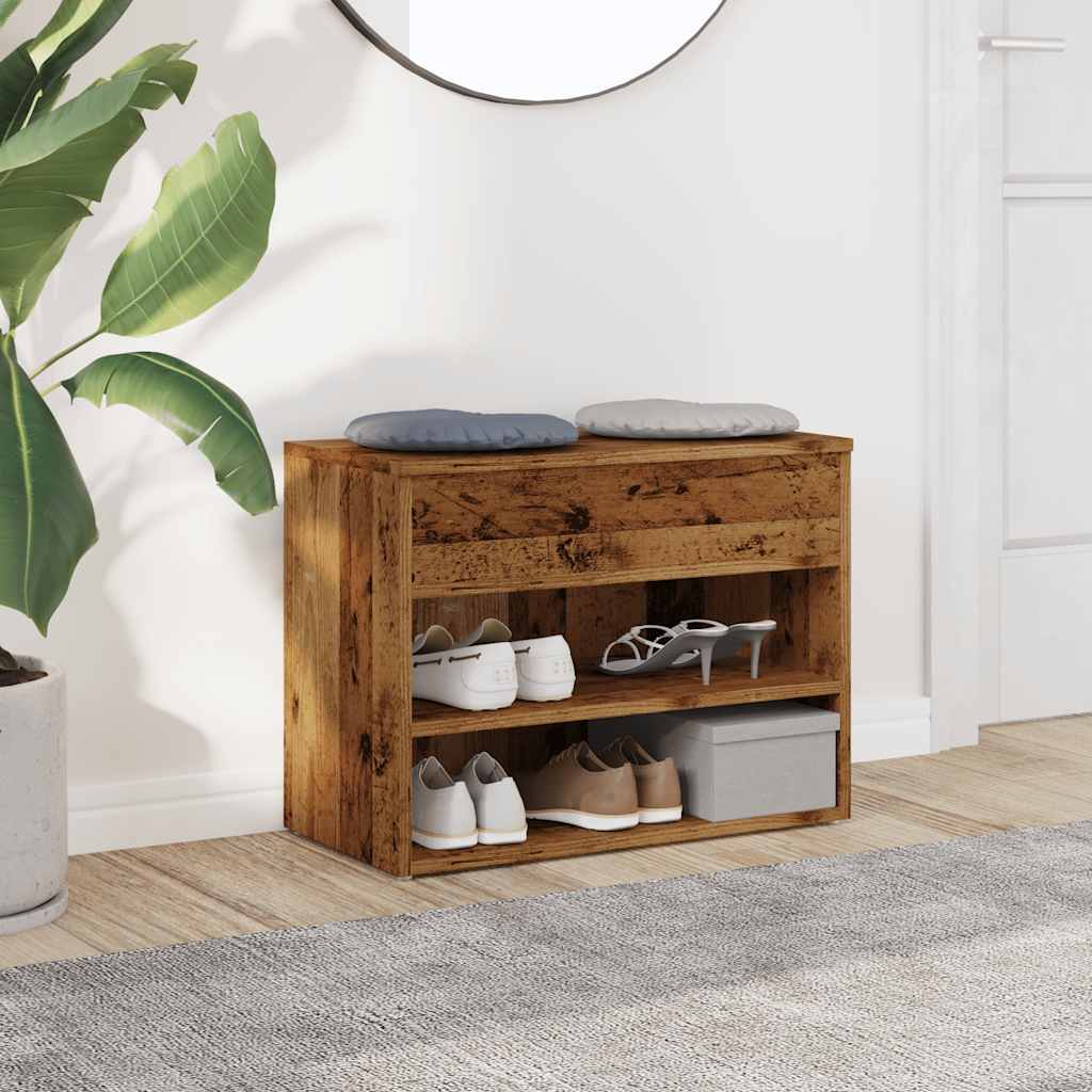 Shoe Bench with Rustic Wood Look 60 x 30 x 45 cm Engineered Wood