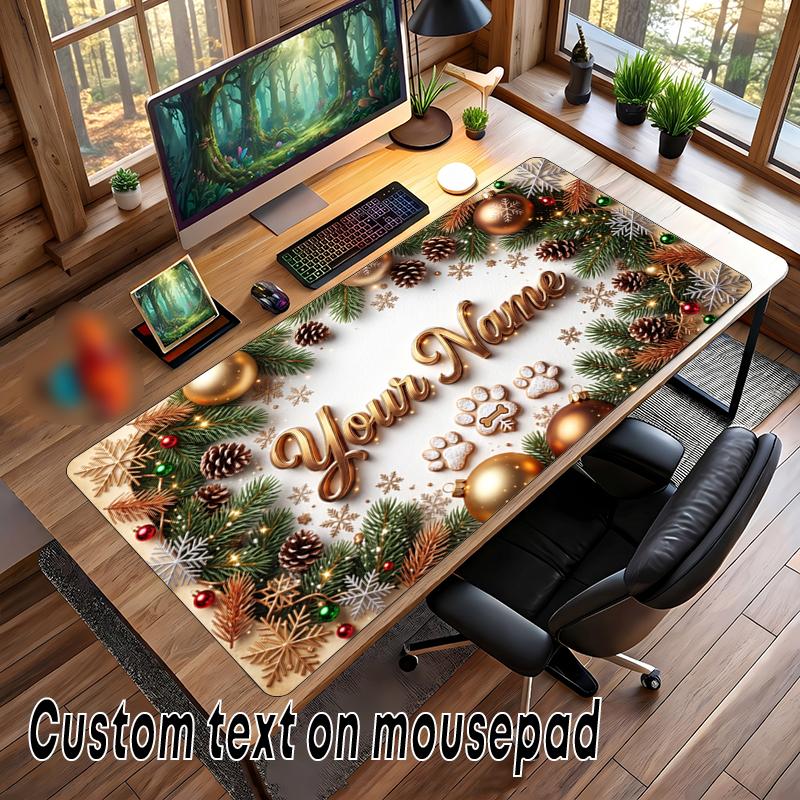 Christmas Custom Name Printed Mouse Pad Non Slip Desk Mat For Office Gaming Home Use Holiday Gift