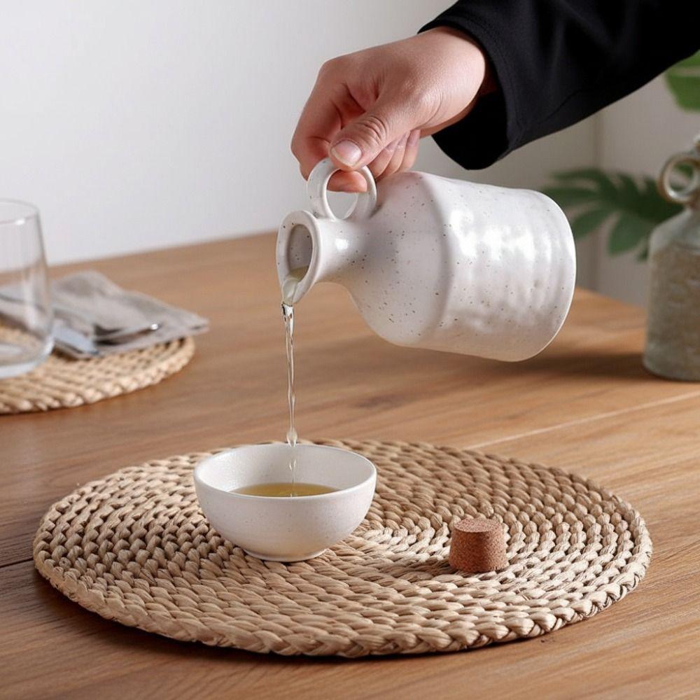 Keramik Essigtopf Vintage Sojasaucenflasche Praktisches Küchengewürz-Aufbewahrungsglas Kochen