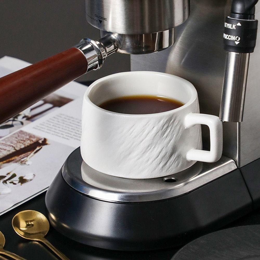Hohe Schönheit Felsensand Keramik Kaffeetasse Hitzebeständige Robuste Tasse und Untertasse Set Bequemer Griff Reinglasur
