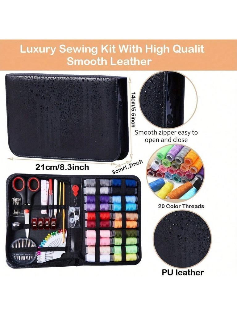 Large Portable Sewing Kit for Home,  Set. 20x14cm, with Threads, Needles, Scissors, Compact