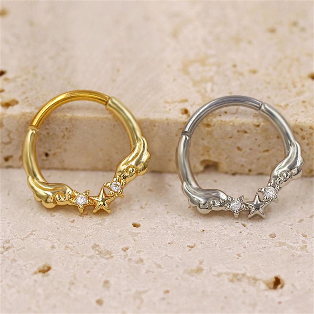 Crystal Nose Piercing Silver Color Septum Ring Stainless Steel Accessory for Ear Helix Cartilage Body Accessories