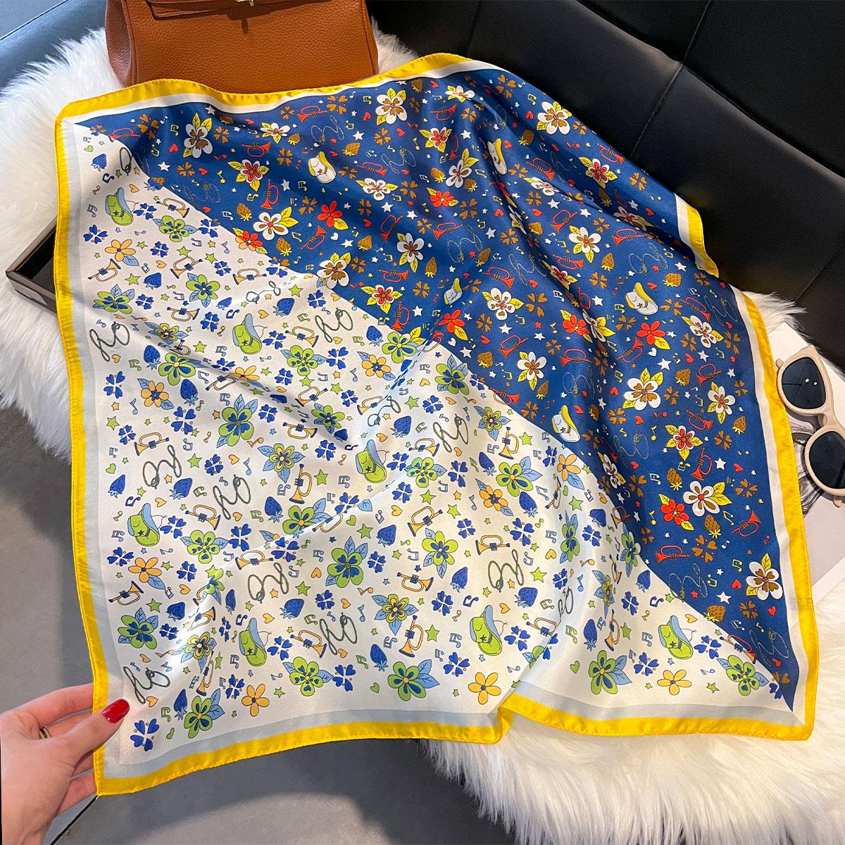 

Bohemia Stlye 70*70 Женский летний роскошный модный шелковый шарф Мягкая повязка на голову шейный платок Галстук Женская повязка на голову Фуляр королевский синий