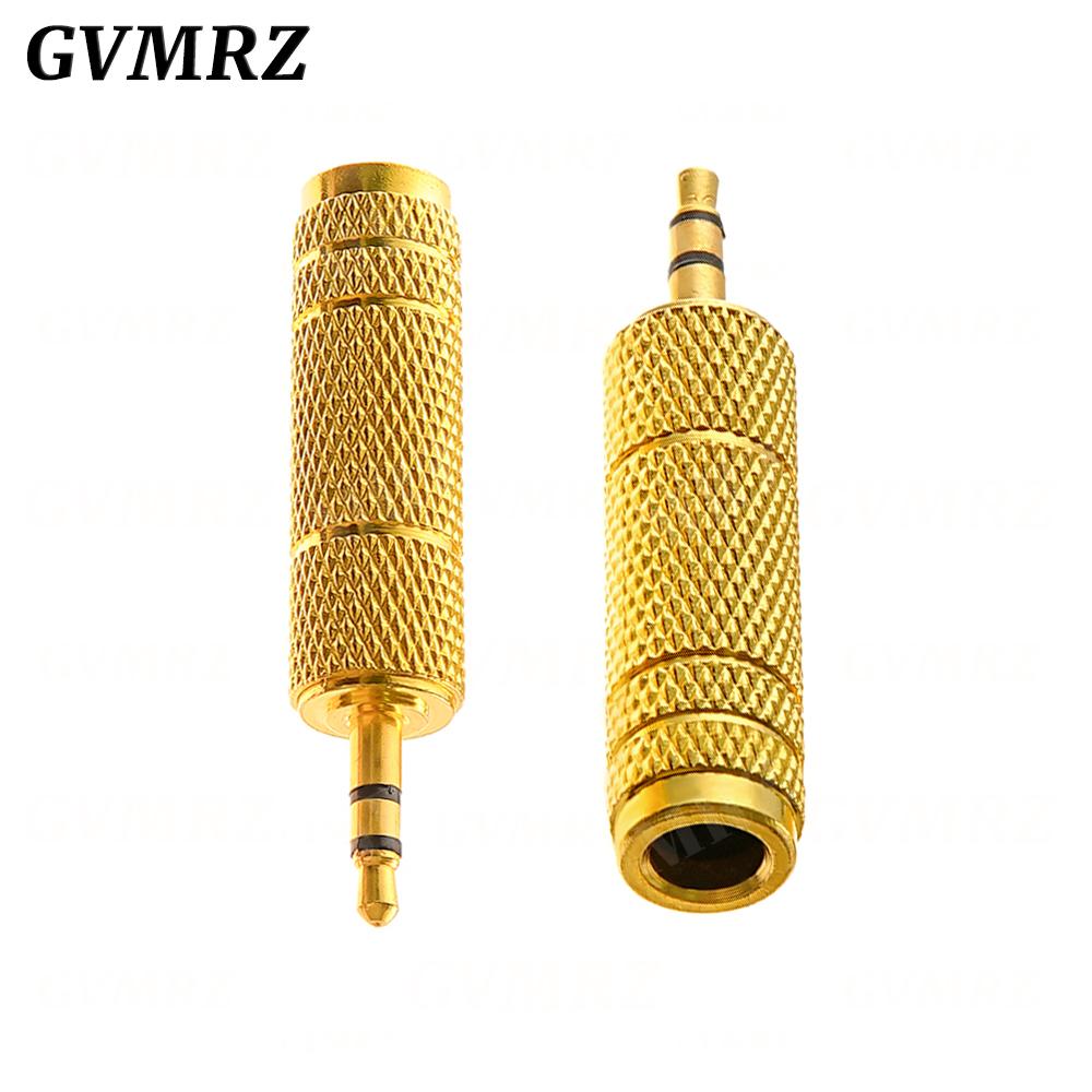 1PCS Gold 6.3mm 1/4" Male Plug To 3.5MM 1/8" Female Jack Stereo Headphone Audio Adapter Home Connectors Adapter Microphone