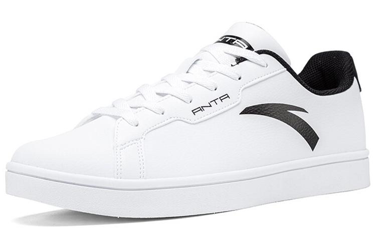 Men's Sneakers Anta Synthetic Leather Slip Resistant Abrasion Resistant Low top Skateboard Shoes Men's White