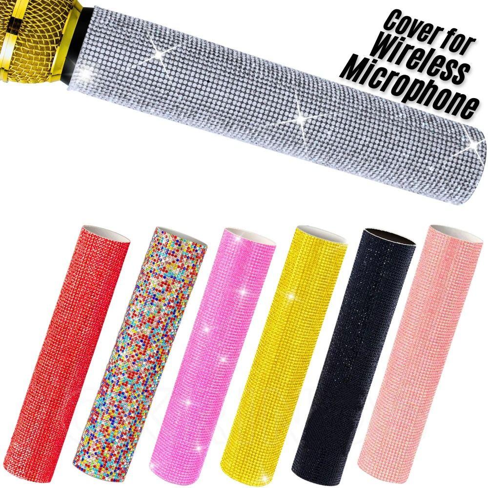 Coprimicrofono Argento Oro Strass Manico Microfono Bling Bling Manicotto per Microfono Show TV