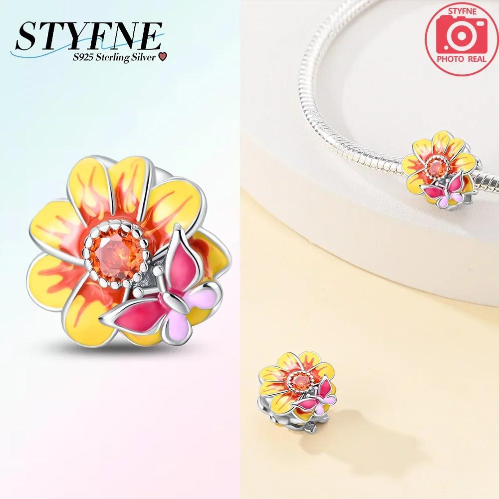 Charm Bead Charms Plata Sunflower Sakura Chrysanthemum Bead for Charm Bead Charms copper Bracelets Bead Charms Jewellery Making Womens Gift