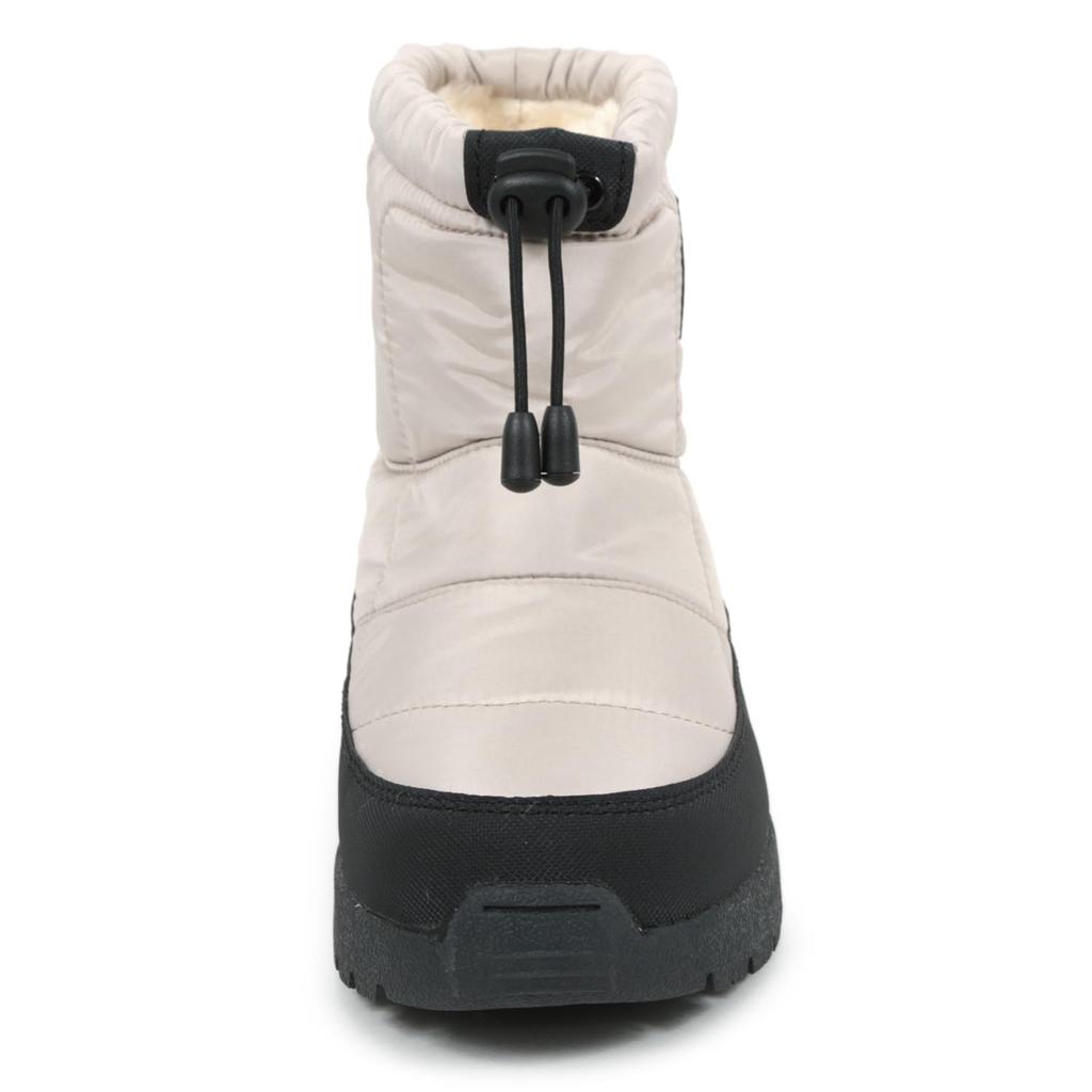 Mozu Damen Daunenstiefel, Innenfutter aus Boa, Manschette mit Paracord, 4 Stunden wasserdicht, Wasserabweisend, Rutschfeste Sohle, Greige, Größe 24,5 cm