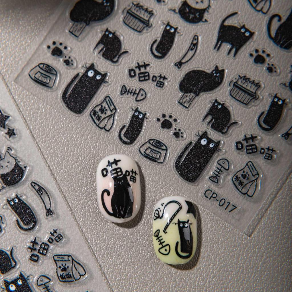 Cyansea Cute Little Black Cat Nail & Phone Stickers - DIY Decorative Adhesive