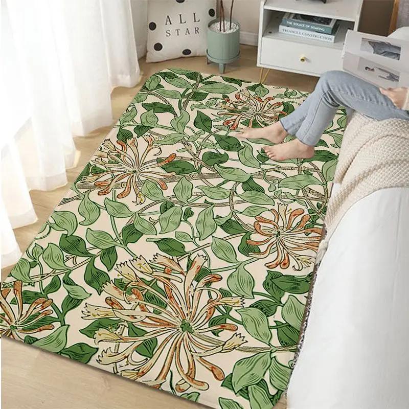 

Вільям Морріс Полуниця Килимок для ванної кімнати Килим у стилі ретро для вітальні Кухні Спальні Готельного декору Нековзкий килимок для підлоги Доріжка 80x120cm