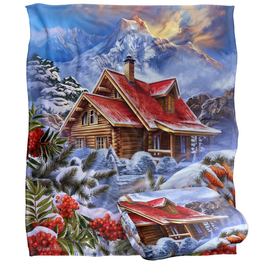 JQ Licensing Silky Log Cabin Winter Supersoft Blanket