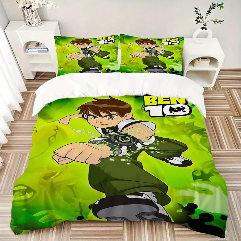 3pcs Bedding Set Ben 10 Alien Force Includes 1 Comforter+2 Pillowcases, Without Pillow Inserts, Soft Comfortable, Lightweight Breathable,210
