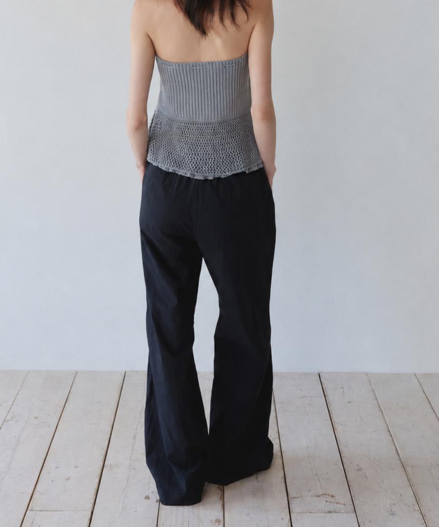 Ieoning Easy String Cotton Pants, Black