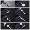 Zirconia Flower Belly Button Ring: Stainless Steel Body Piercing Jewelry