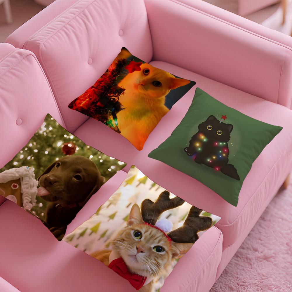 Fantasie und skurrile Tiere Weihnachten Dritter Kissenbezug Seidig Kurzer Plüsch mit Unsichtbarem Reißverschluss Staubdicht Sofa Kissenbezug