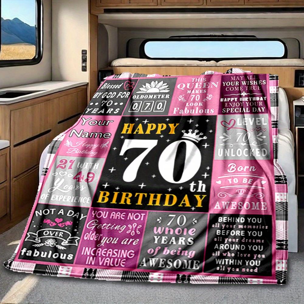 70Th Birthday Blanket Personalized Name Soft Comfortable Stylish Blanket Car Blanket Perfect For Travel Camping Outdoor Home Suitable For All Seasons