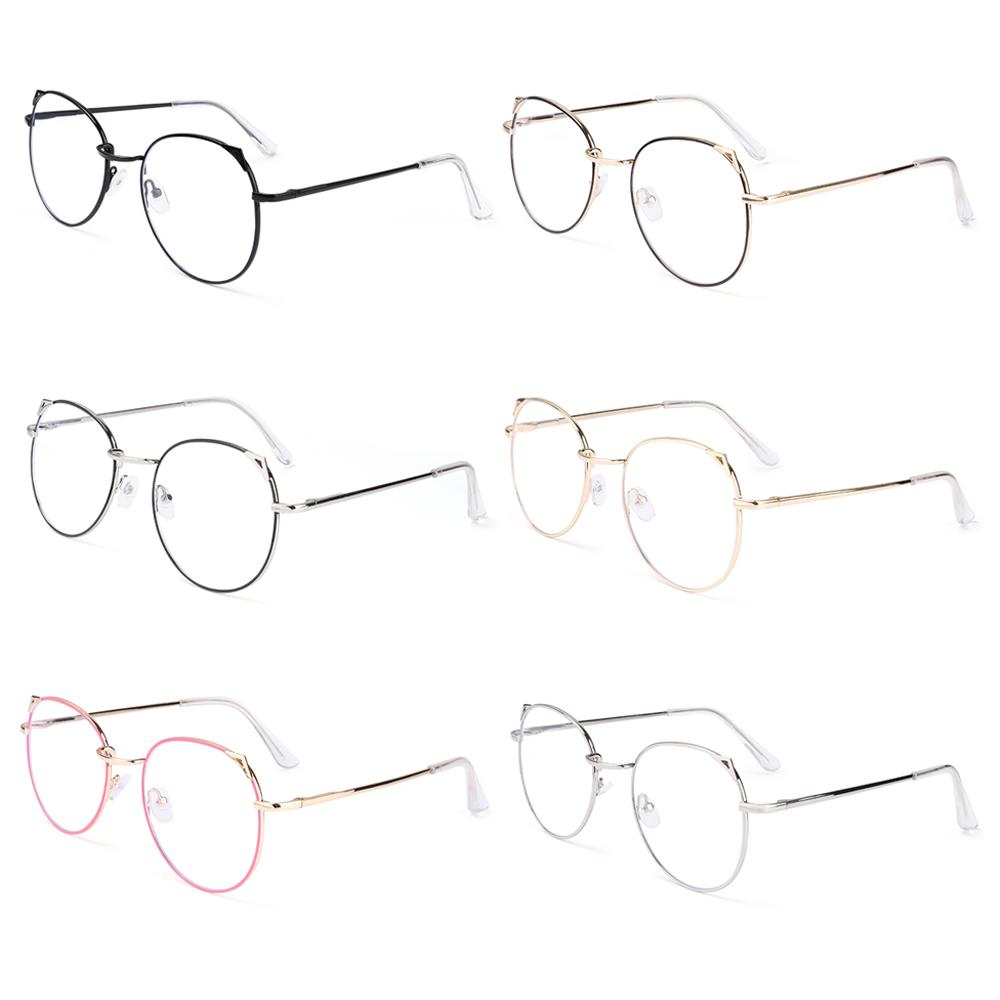 Trendy Office Anti Blue Light Glasses for Women Cute Cat Ears Eyewear Blue Rays Blocking Eyewear Classic Metal Frame Eyeglasses