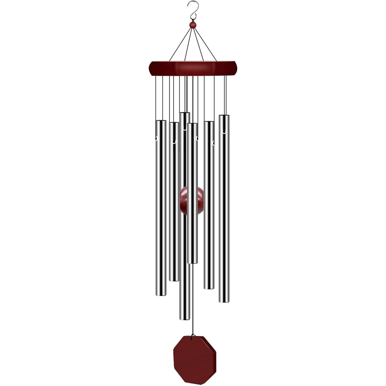 Memorial Wind Chimes Outdoor Large Deep Tone, Sympathy Wind-Chime Personalized with 6 Tuned Tubes, Elegant Chime for Garden Patio Balcony and Home коричневый