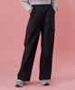 KOLEAT Women Functional Crinkly Wide Cargo Slacks Pants [Black]