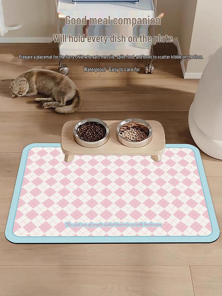 Pet Cat Feeding Mat - PVC Waterproof, Non-stick, Hair/Bite Resistant, Splash-Proof