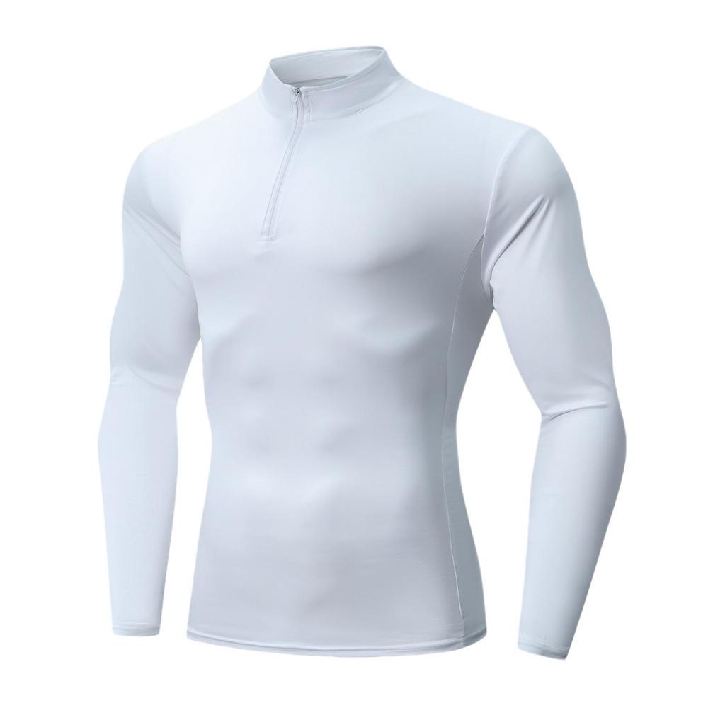 Men's Stand Collar Zipper Long Sleeve Fitness Top - Autumn/Winter Running & Sports