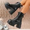 2026 Scarpe da Donna Piattaforma Tacco Super Alto Stivaletti Medi Donna Autunno Inverno Tacco Chunky Stivaletti alla Caviglia Donna Zapatos De Mujer
