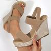 Fashion 2025 Summer Chunky Wedges Sandals Women Slip On 10 Cm High Heels Sandalias Mujer Plus Size 36-43 Thick Platform Sandles Woman