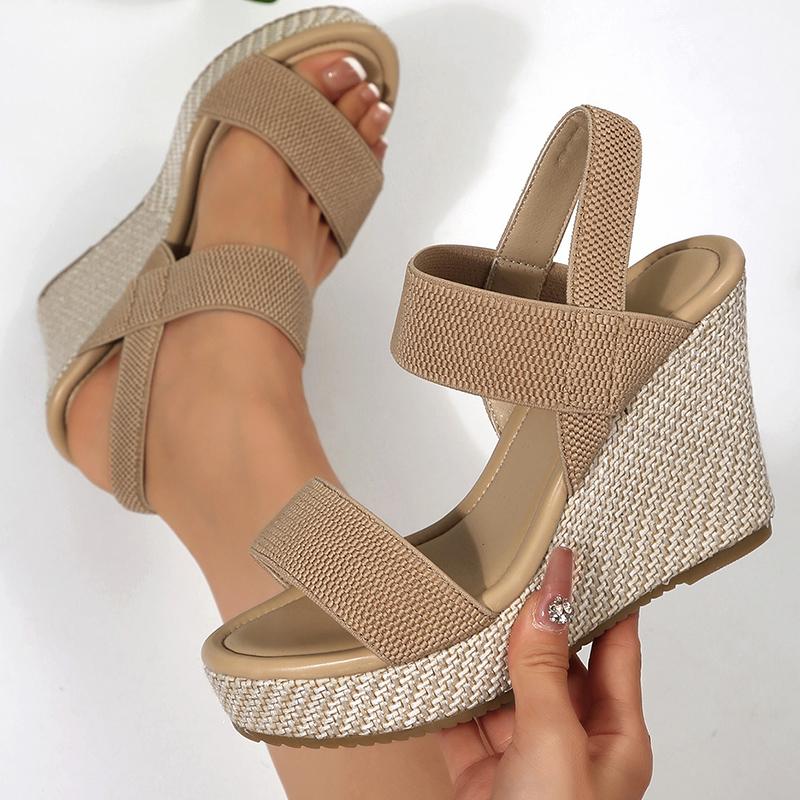 Fashion 2025 Summer Chunky Wedges Sandals Women Slip On 10 Cm High Heels Sandalias Mujer Plus Size 36-43 Thick Platform Sandles Woman